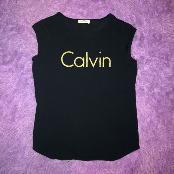 Calvin Klein Tops - ❣️2/12$❣️Calvin Klein Glitter Script T-Shirt